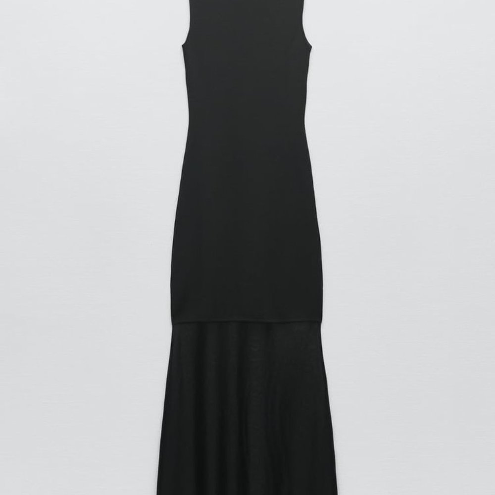 NWT ZARA LONG KNIT DRESS  BLACK - REF. 2142/066 S, M - Picture 5 of 6
